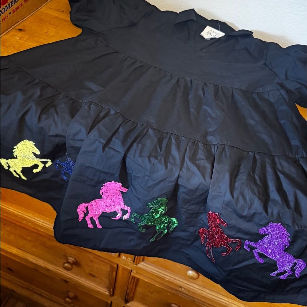 Western Dress with Colorful Sparkle Horses